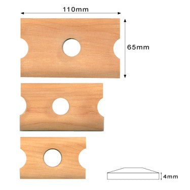 Wooden Ribs Straight edge with rim cutouts - Set of 3