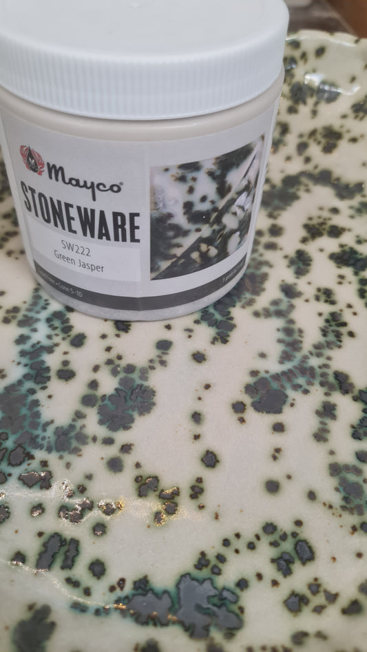 Mayco brush-on stoneware green jasper glaze
